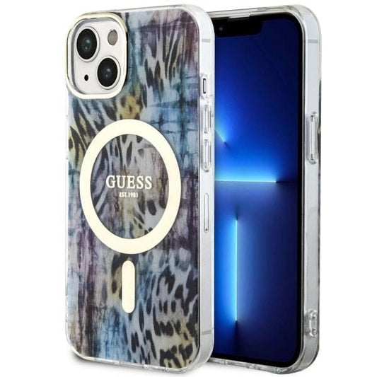 Guess Leopard MagSafe case for iPhone 14 - blue_0