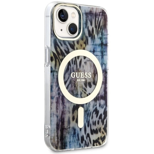 Guess Leopard MagSafe case for iPhone 14 - blue_3
