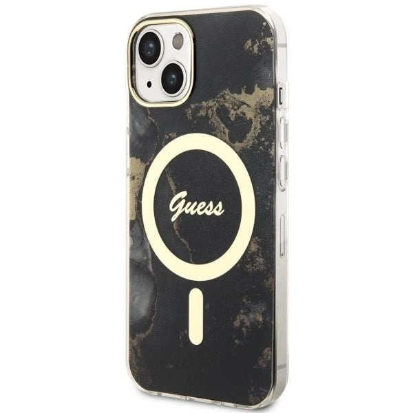 Guess GUHMP14SHTMRSK iPhone 14 6.1" black/black hardcase Golden Marble MagSafe_1