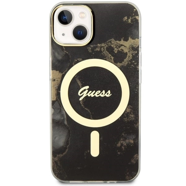Guess GUHMP14SHTMRSK iPhone 14 6.1" black/black hardcase Golden Marble MagSafe_2
