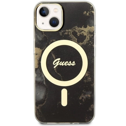 Guess GUHMP14SHTMRSK iPhone 14 6.1" black/black hardcase Golden Marble MagSafe_2