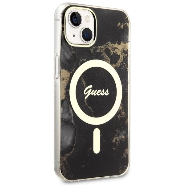 Guess GUHMP14SHTMRSK iPhone 14 6.1" black/black hardcase Golden Marble MagSafe_3