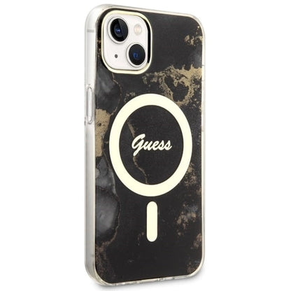 Guess GUHMP14SHTMRSK iPhone 14 6.1" black/black hardcase Golden Marble MagSafe_3