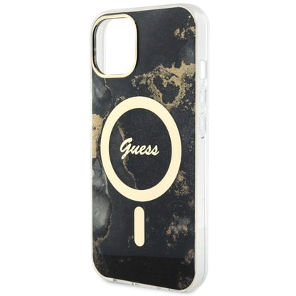 Guess GUHMP14SHTMRSK iPhone 14 6.1" black/black hardcase Golden Marble MagSafe_5