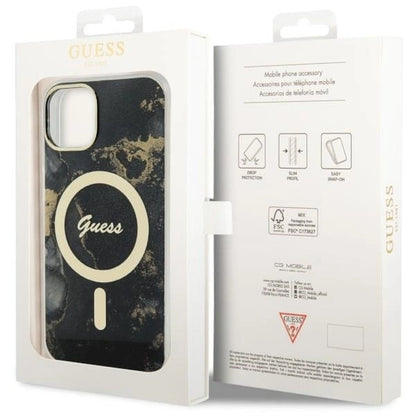 Guess GUHMP14SHTMRSK iPhone 14 6.1" black/black hardcase Golden Marble MagSafe_7
