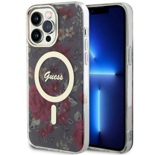 Guess GUHMP14XHCFWSA iPhone 14 Pro Max 6.7" green/khaki hardcase Flower MagSafe_0