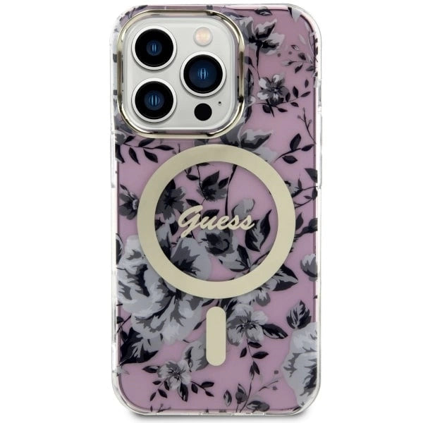 Guess GUHMP14XHCFWSP iPhone 14 Pro Max 6.7" pink/pink hardcase Flower MagSafe_2