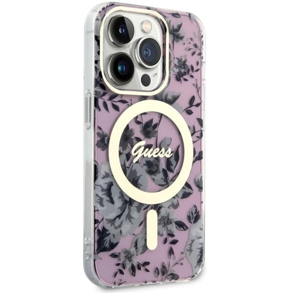 Guess GUHMP14XHCFWSP iPhone 14 Pro Max 6.7" pink/pink hardcase Flower MagSafe_3