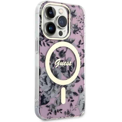 Guess GUHMP14XHCFWSP iPhone 14 Pro Max 6.7" pink/pink hardcase Flower MagSafe_3