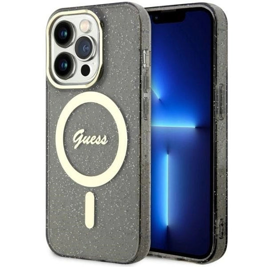 Guess GUHMP14XHCMCGK iPhone 14 Pro Max 6.7" black/black hardcase Glitter Gold MagSafe_0