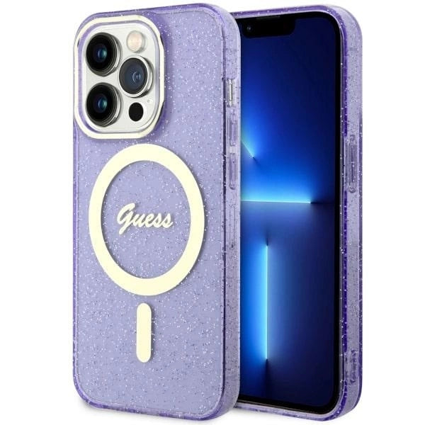 Guess GUHMP14XHCMCGU iPhone 14 Pro Max 6.7" purple/purple hardcase Glitter Gold MagSafe_0