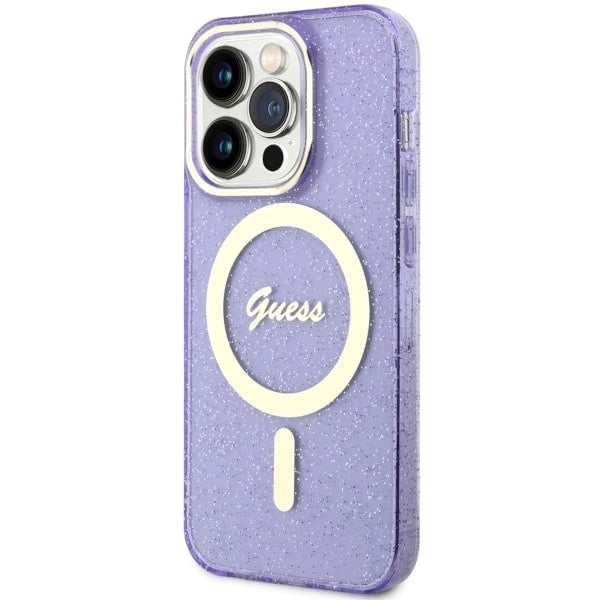 Guess GUHMP14XHCMCGU iPhone 14 Pro Max 6.7" purple/purple hardcase Glitter Gold MagSafe_1