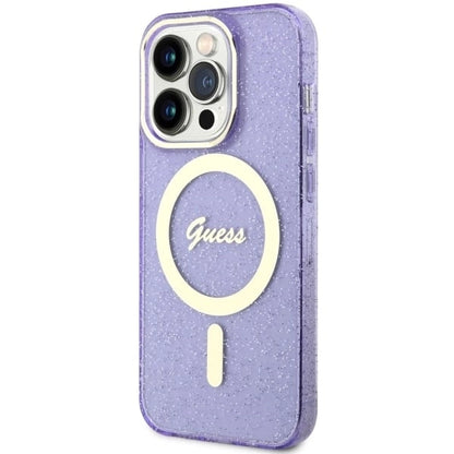 Guess GUHMP14XHCMCGU iPhone 14 Pro Max 6.7" purple/purple hardcase Glitter Gold MagSafe_1