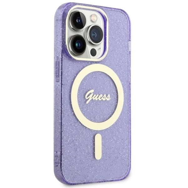 Guess GUHMP14XHCMCGU iPhone 14 Pro Max 6.7" purple/purple hardcase Glitter Gold MagSafe_3