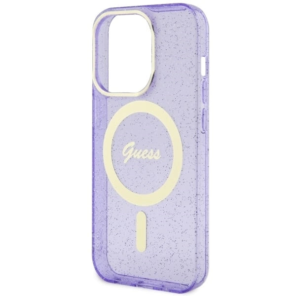 Guess GUHMP14XHCMCGU iPhone 14 Pro Max 6.7" purple/purple hardcase Glitter Gold MagSafe_5