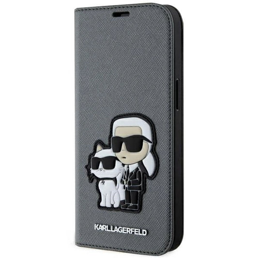 Karl Lagerfeld KLBKP14SSANKCPG iPhone 14 6.1" bookcase silver/silver Saffiano Karl &amp; Choupette_0