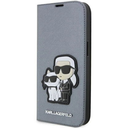 Karl Lagerfeld KLBKP14XSANKCPG iPhone 14 Pro Max 6.7" bookcase silver/silver Saffiano Karl &amp; Choupette_0