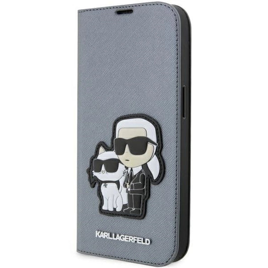 Karl Lagerfeld KLBKP14XSANKCPG iPhone 14 Pro Max 6.7" bookcase silver/silver Saffiano Karl &amp; Choupette_0