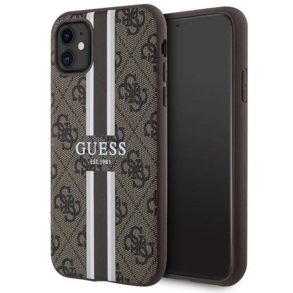 Guess GUHMN61P4RPSW iPhone 11 / Xr brown/brown hardcase 4G Printed Stripes MagSafe_0