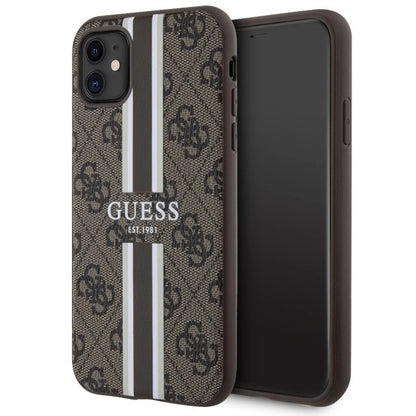 Guess GUHMN61P4RPSW iPhone 11 / Xr brown/brown hardcase 4G Printed Stripes MagSafe_0