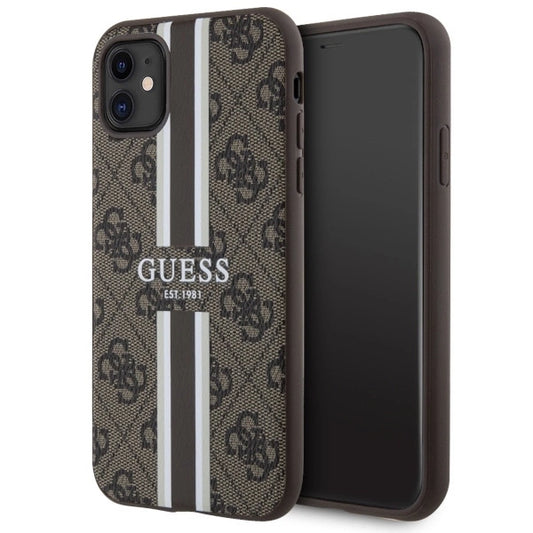Guess GUHMN61P4RPSW iPhone 11 / Xr brown/brown hardcase 4G Printed Stripes MagSafe_0