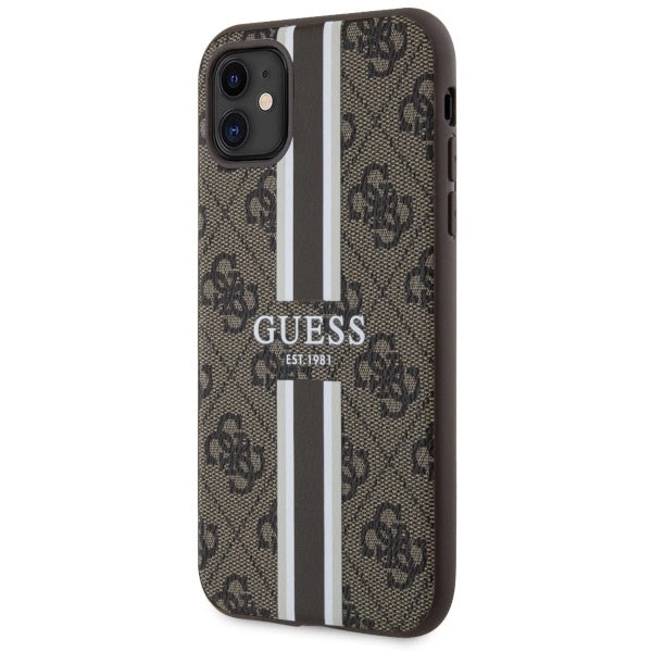 Guess GUHMN61P4RPSW iPhone 11 / Xr brown/brown hardcase 4G Printed Stripes MagSafe_1