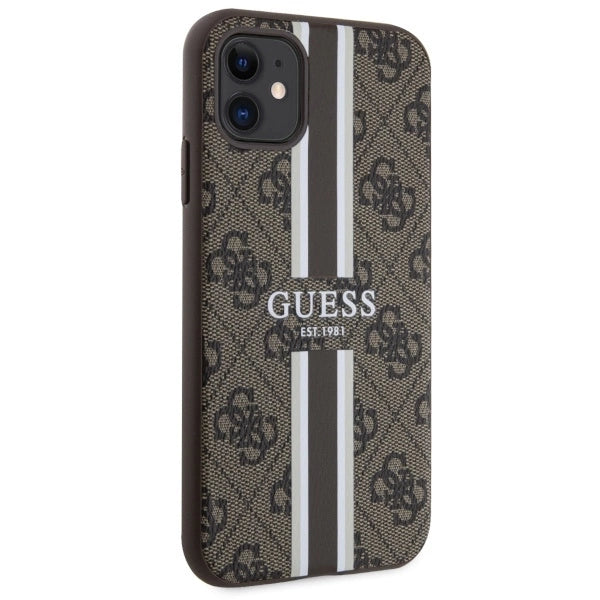 Guess GUHMN61P4RPSW iPhone 11 / Xr brown/brown hardcase 4G Printed Stripes MagSafe_3