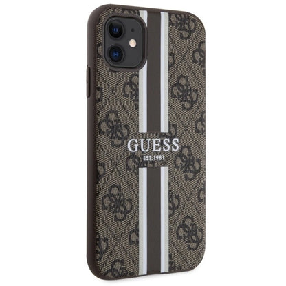 Guess GUHMN61P4RPSW iPhone 11 / Xr brown/brown hardcase 4G Printed Stripes MagSafe_3