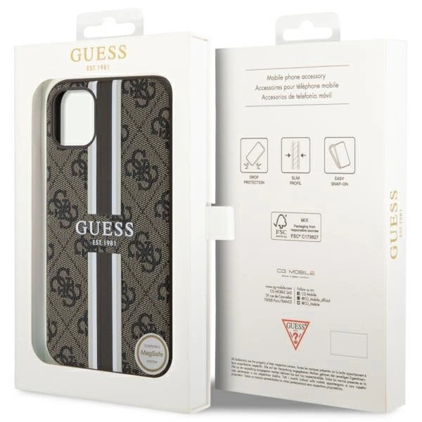 Guess GUHMN61P4RPSW iPhone 11 / Xr brown/brown hardcase 4G Printed Stripes MagSafe_7