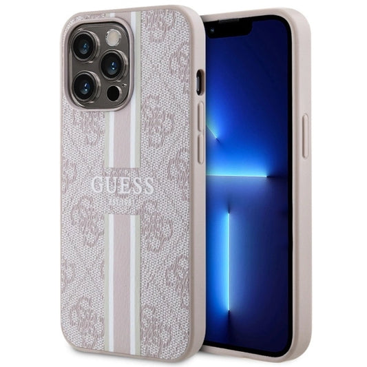 Guess GUHMP13LP4RPSP iPhone 13 Pro / 13 6.1&quot; pink/pink hardcase 4G Printed Stripes MagSafe_0