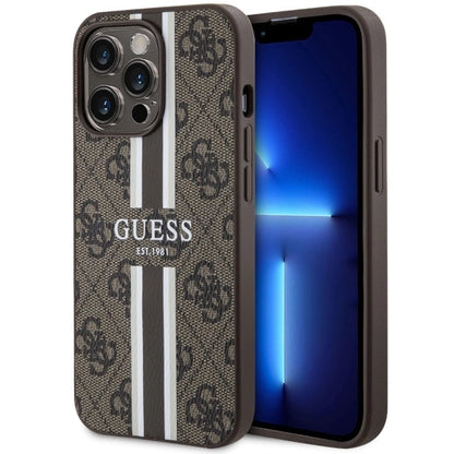 Guess GUHMP13LP4RPSW iPhone 13 Pro / 13 6.1&quot; brown/brown hardcase 4G Printed Stripes MagSafe_0