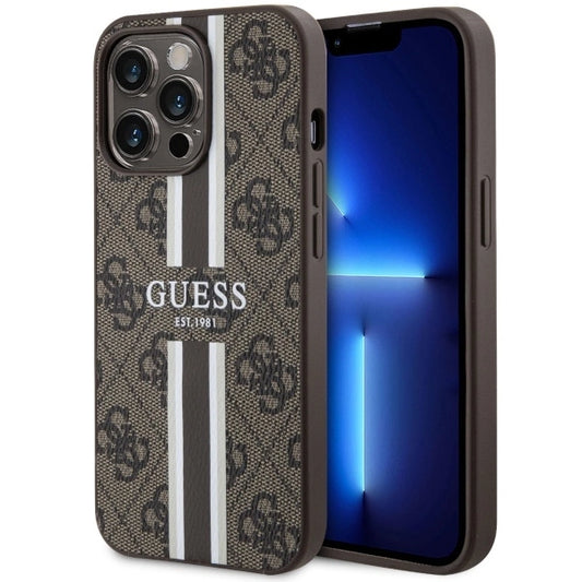 Guess GUHMP13LP4RPSW iPhone 13 Pro / 13 6.1&quot; brown/brown hardcase 4G Printed Stripes MagSafe_0