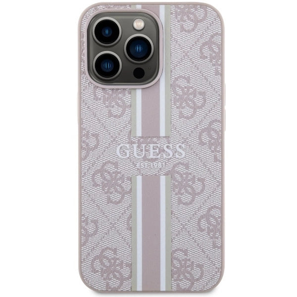 Guess GUHMP13XP4RPSP iPhone 13 Pro Max 6.7" pink/pink hardcase 4G Printed Stripes MagSafe_2