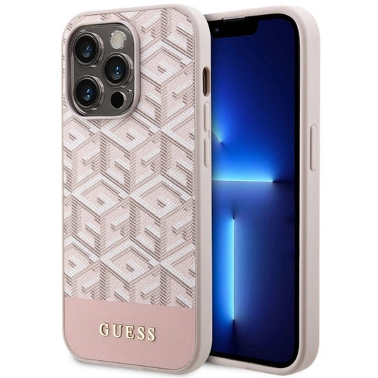 Guess GUHMP14LHGCFSEP iPhone 14 Pro 6.1" pink/pink hard case GCube Stripes MagSafe_0