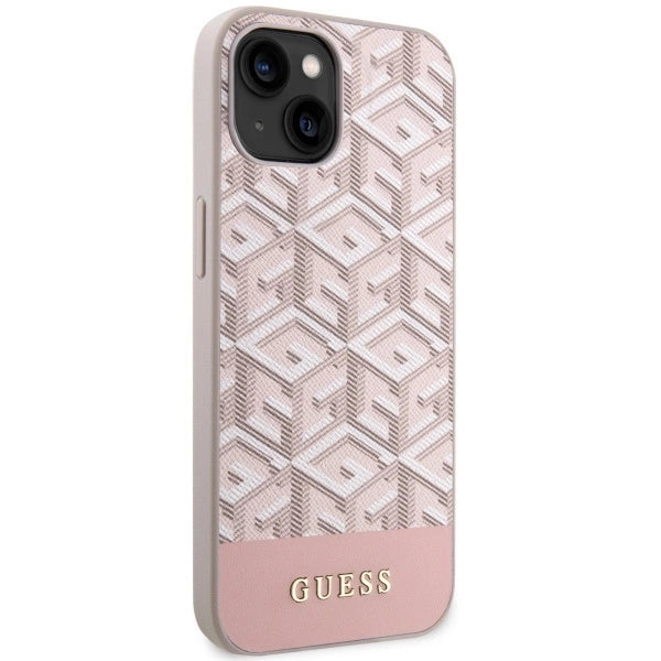 Guess GUHMP14MHGCFSEP iPhone 14 Plus 6.7" pink/pink hard case GCube Stripes MagSafe_3