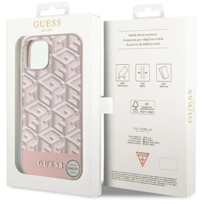 Guess GUHMP14MHGCFSEP iPhone 14 Plus 6.7" pink/pink hard case GCube Stripes MagSafe_7