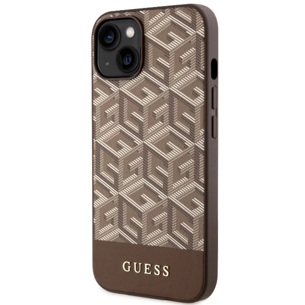 Guess GUHMP14MHGCFSEW iPhone 14 Plus 6.7" brown/brown hard case GCube Stripes MagSafe_1