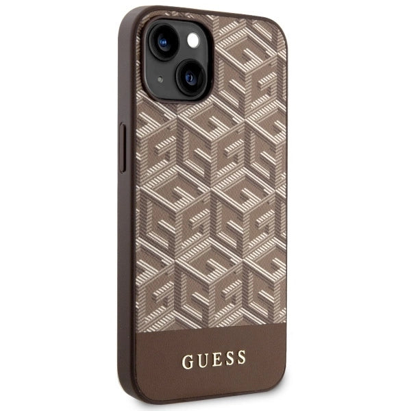 Guess GUHMP14MHGCFSEW iPhone 14 Plus 6.7" brown/brown hard case GCube Stripes MagSafe_3