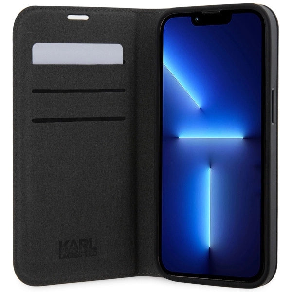 Karl Lagerfeld KLBKP14LSAKLHPG iPhone 14 Pro 6.1" bookcase silver/silver Saffiano Monogram_3