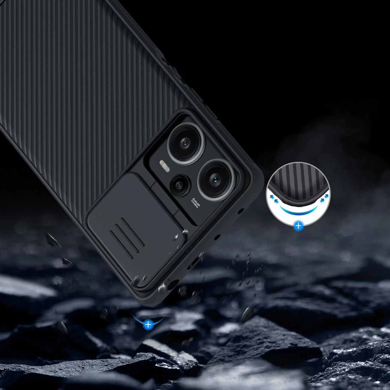 Xiaomi Redmi Note 12 Turbo / Xiaomi Poco F5 Armored Case with Nillkin CamShield Pro Case - Black_12
