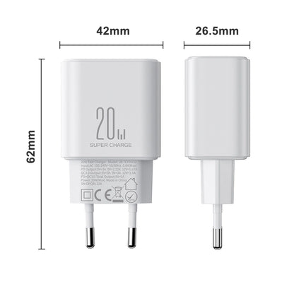 Joyroom JR-TCF05 20W USB-C / USB-A Fast Dual Port Wall Charger - White + USB-C - Lightning 1m_12