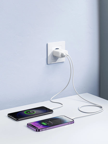 Joyroom JR-TCF05 20W USB-C / USB-A Fast Dual Port Wall Charger - White + USB-C - Lightning 1m_18