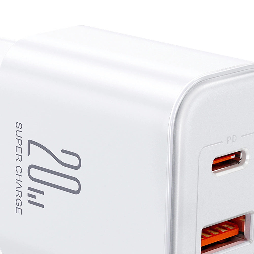 Joyroom JR-TCF05 20W USB-C / USB-A Fast Dual Port Wall Charger - White + USB-C - Lightning 1m_10