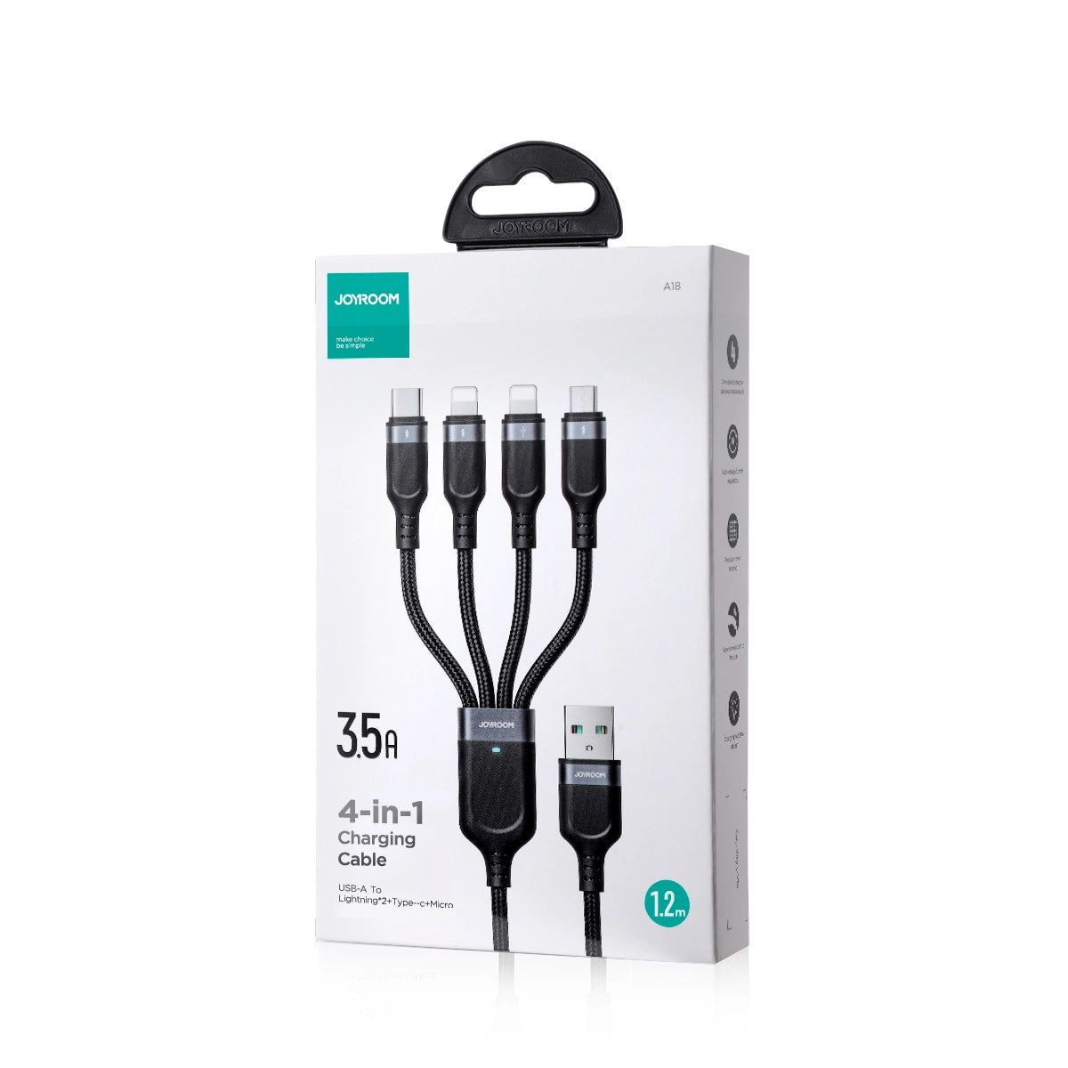 Joyroom Multi-Use Series S-A18 4in1 USB-A - USB-C / Lightning / Lightning / micro USB cable 1.2m - black_4