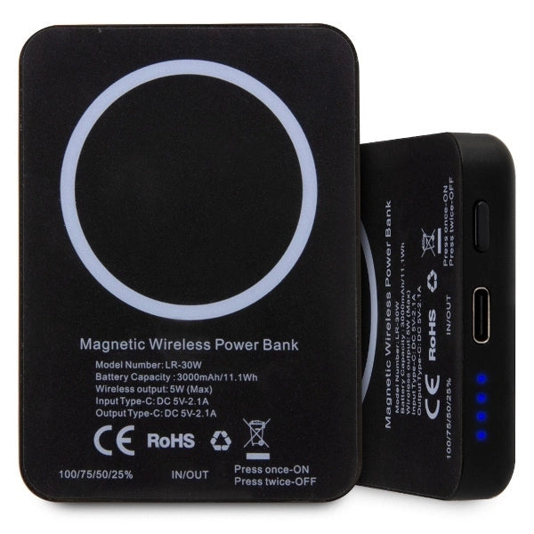 Karl Lagerfeld Inductive power bank KLPBMKIOTTGK 5W 3000mAh black/black Ikonik MagSafe_2
