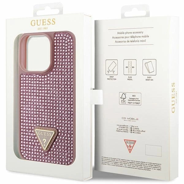 Guess GUHCP14LHDGTPP iPhone 14 Pro 6.1" pink/pink hardcase Rhinestone Triangle_7