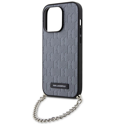 Karl Lagerfeld KLHCP14LSACKLHPG iPhone 14 Pro 6.1" silver/silver hardcase Saffiano Monogram Chain_4