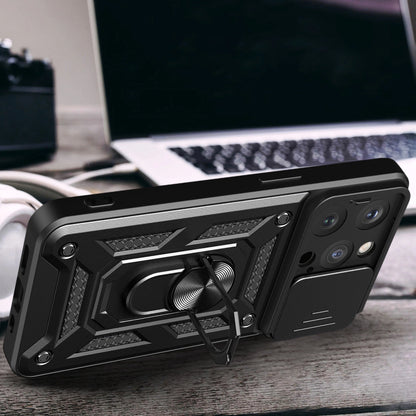 Armor Camshield Case with Stand and Camera Cover for iPhone 15 Pro Max Hybrid Armor Camshield - Black_3