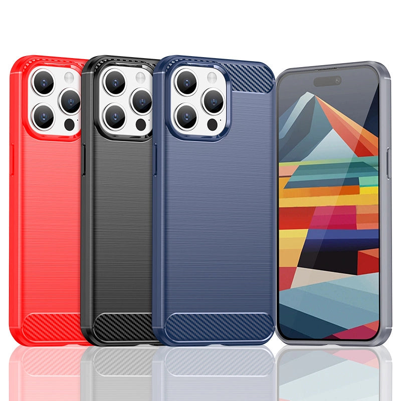 Flexible carbon pattern case for iPhone 15 Pro Max Carbon Case - blue_1