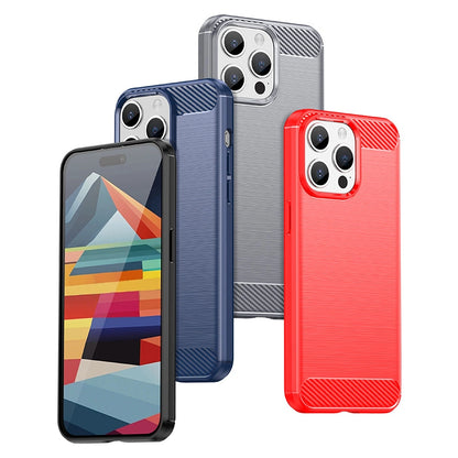 Flexible carbon pattern case for iPhone 15 Pro Max Carbon Case - blue_2